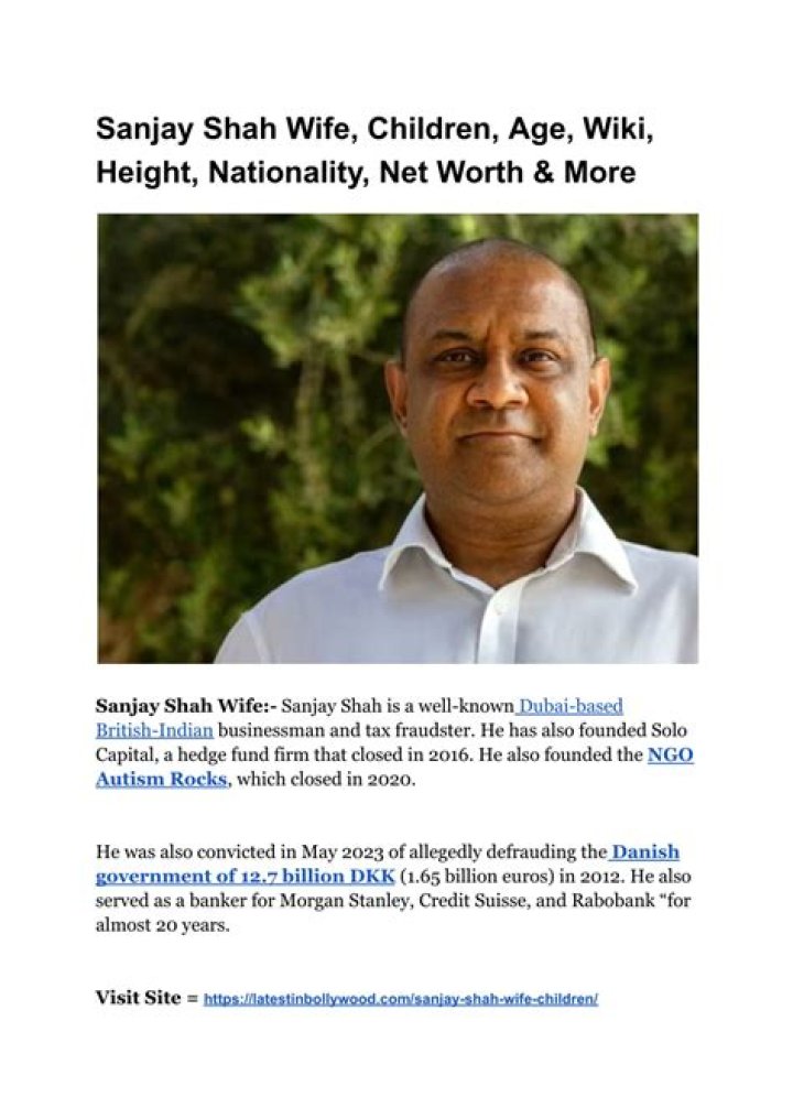 Sanjay Shah Biography, Age, Height, Wife, Net Worth, Family